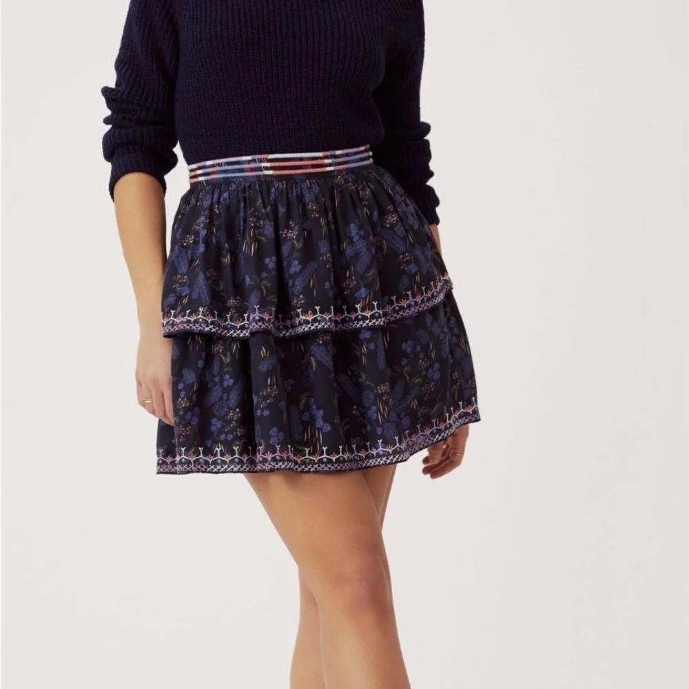 Anthropologie Let Me Be Tiered Boho Mini Skirt, NWT.      Size XS